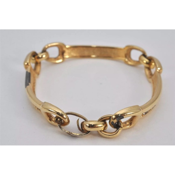 Authentic Christian Dior Rhinestone Chain Bracelet Gold Tone CD - Picture 10 of 10